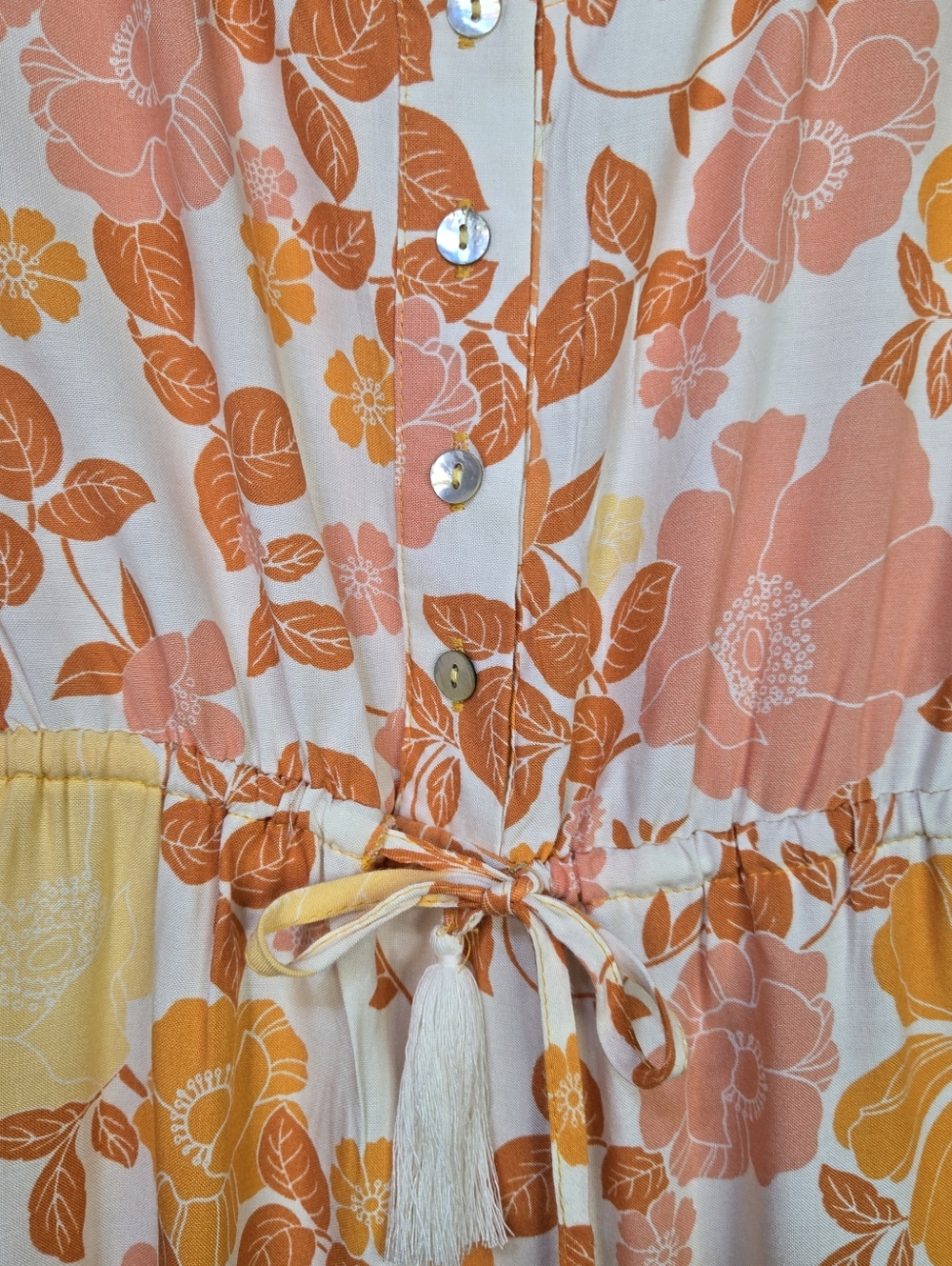 Petal & Pup Size 10 Sunny Orange Floral Dress, Tie Waist & Tiered Bottom. NWT - Picture 7 of 12